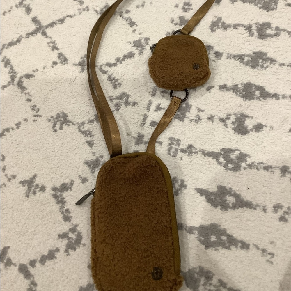 Lululemon Athletica Brown Fleece Crossbody Bag Set